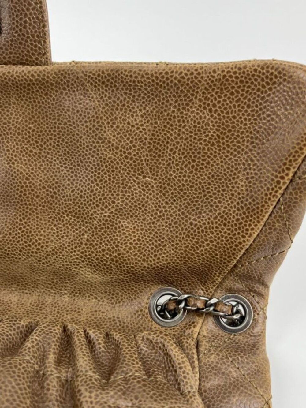 ★SOLD★ Chanel CC Logo Quilted Chain Shoulder Bag Brown Caviar Leather Vintage - Picture 14 of 16